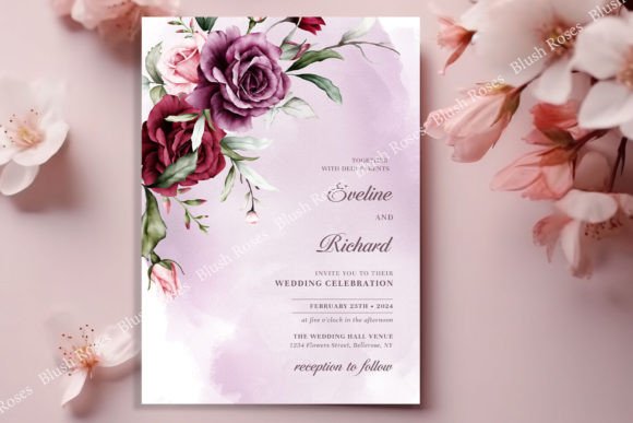 Download Boho Watercolor Red Maroon Roses Invite - Boho watercolor Collection