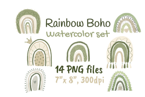 Download Neutral Rainbow Boho Watercolor Clipart - Boho watercolor Collection