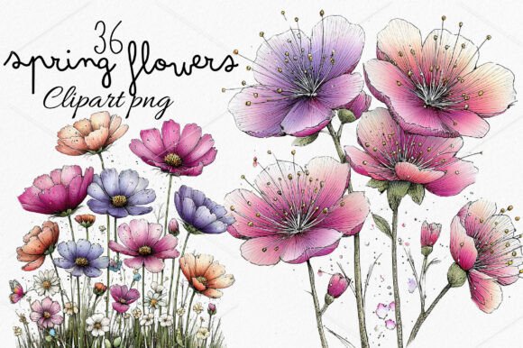 Download Whimsical Spring Flowers Clipart Bundle - Whimsical Collection