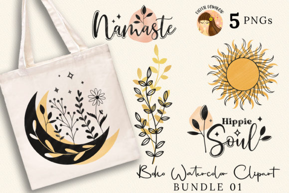 Download Boho Watercolor Clipart Bundle 01 - Boho watercolor Collection