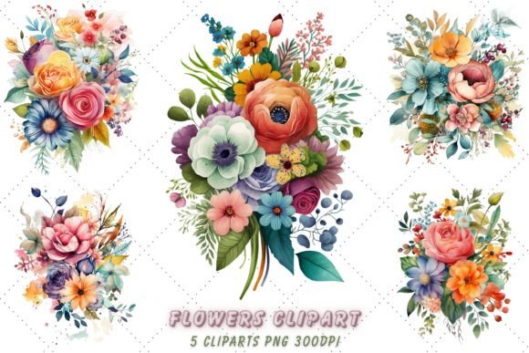 Download Boho Watercolor Flowers Clipart Bundle - Boho watercolor Collection