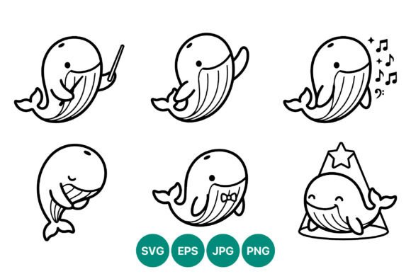 Download Cute Whale Line Art Vector - Cute whale Collection
