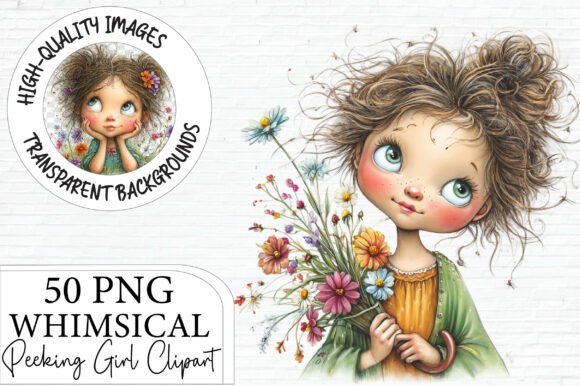 Download Whimsical Peeking Girl Clipart Bundle - Whimsical Collection