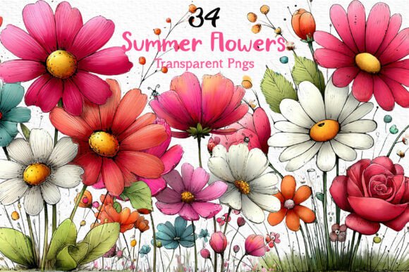 Download Whimsical Summer Flowers Clipart PNG - Whimsical Collection