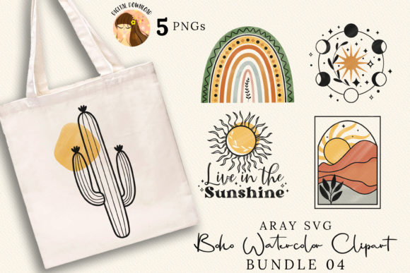 Download Boho Watercolor Clipart Bundle 04 - Boho watercolor Collection