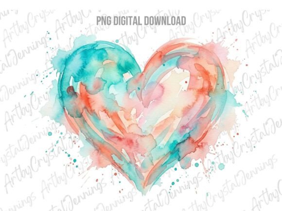 Download Boho Watercolor Alcohol Ink Heart PNG - Boho watercolor Collection
