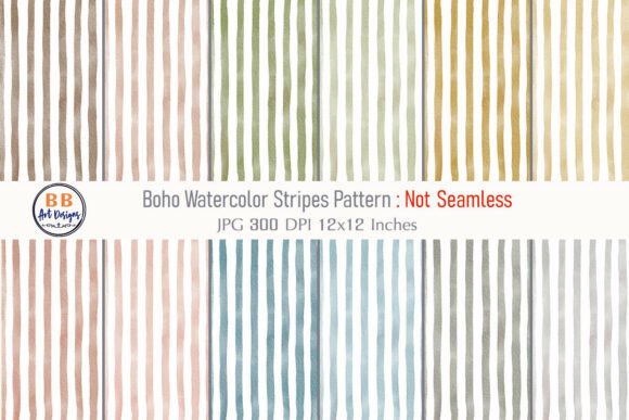 Download Boho Watercolor Stripes Pattern Paper - Boho watercolor Collection