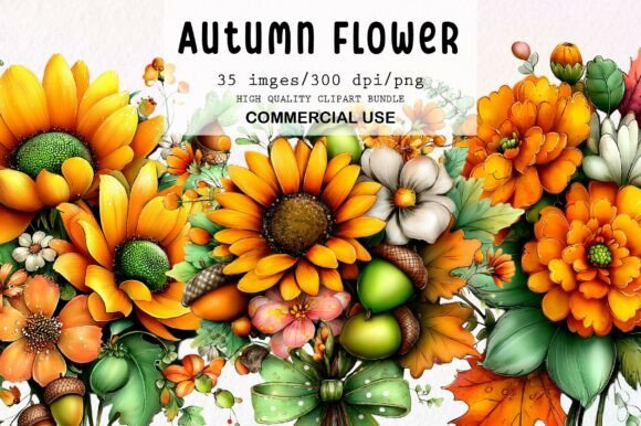 Download Whimsical Autumn Flower Clipart Bundle - Whimsical Collection
