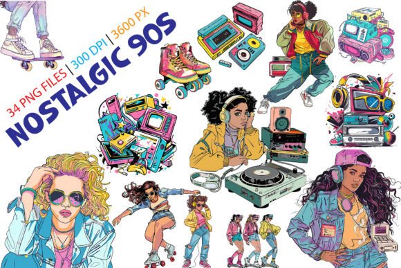 Download 34 Nostalgic 90s Retro Vintage Clip Art - Vintage clip art Collection