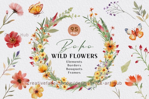 Download Boho Watercolor Wildflowers - Boho watercolor Collection