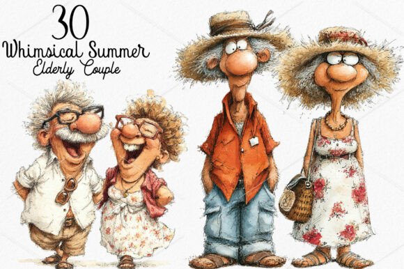 Download Whimsical Summer Elderly Couple Clipart - Whimsical Collection
