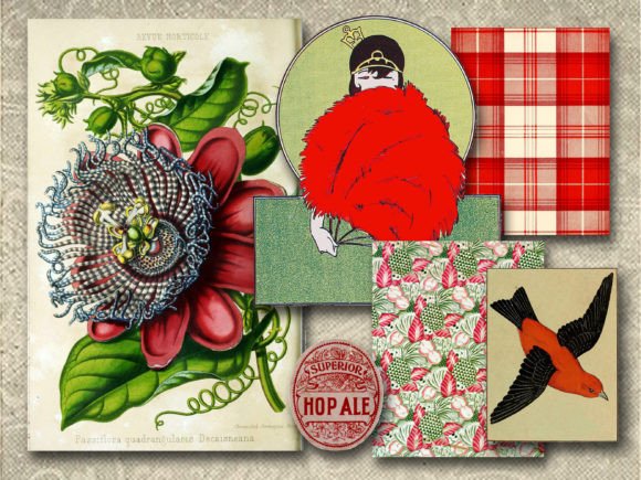 Download Red Vintage Ephemera Embellishments - Embellishments Collection