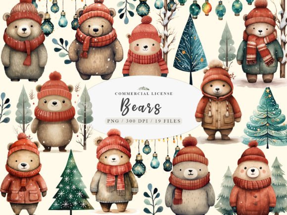 Download Boho Watercolor Bear Clipart,Winter Bear - Boho watercolor Collection
