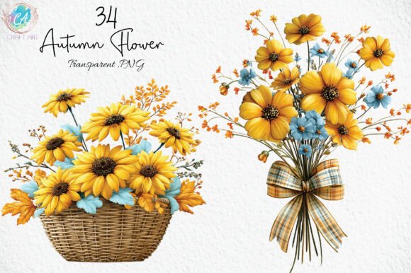 Download Whimsical Autumn Flower Clipart Bundle - Whimsical Collection