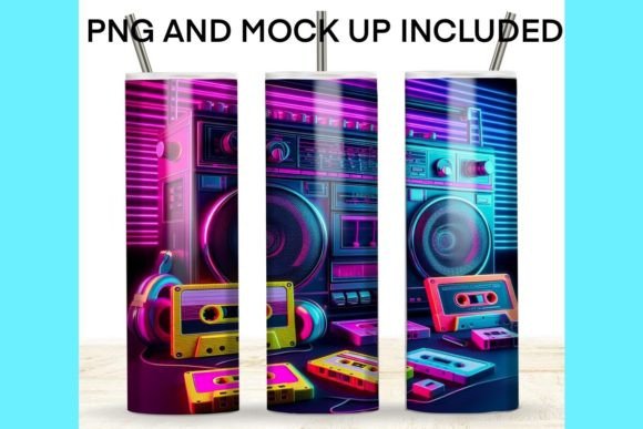 Download 1980s Retro Neon Stereo Boombox - 1980s Collection