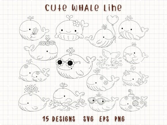Download Cute Whale Doodle Kawaii Ocean Animal - Cute whale Collection