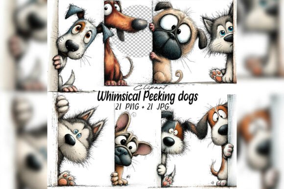 Download Whimsical Peeking Dog Clipart Set - Whimsical Collection