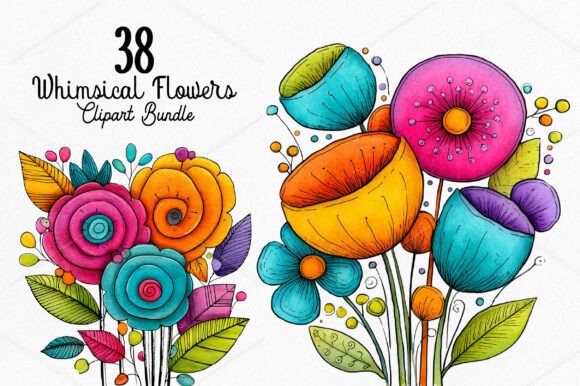Download Whimsical Flowers Clipart Bundle - Whimsical Collection