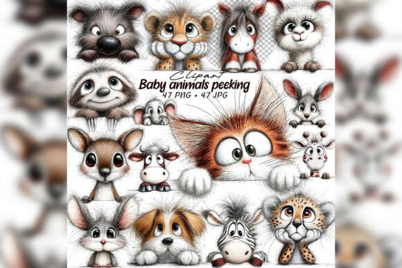 Download Whimsical Baby Animals Peeking Set - Whimsical Collection